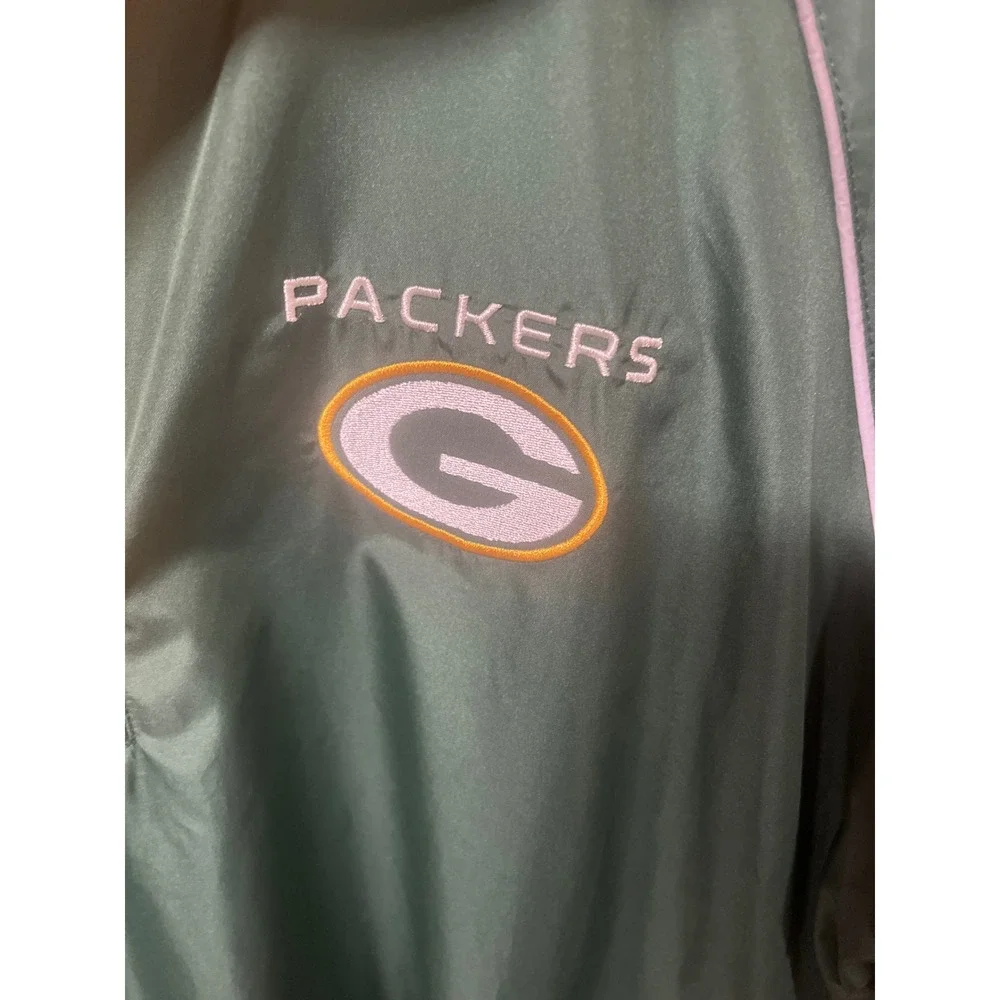 NFL Green Bay Packers Windbreaker Mens Large Green‎ Quarter Zip Pullover Jacket